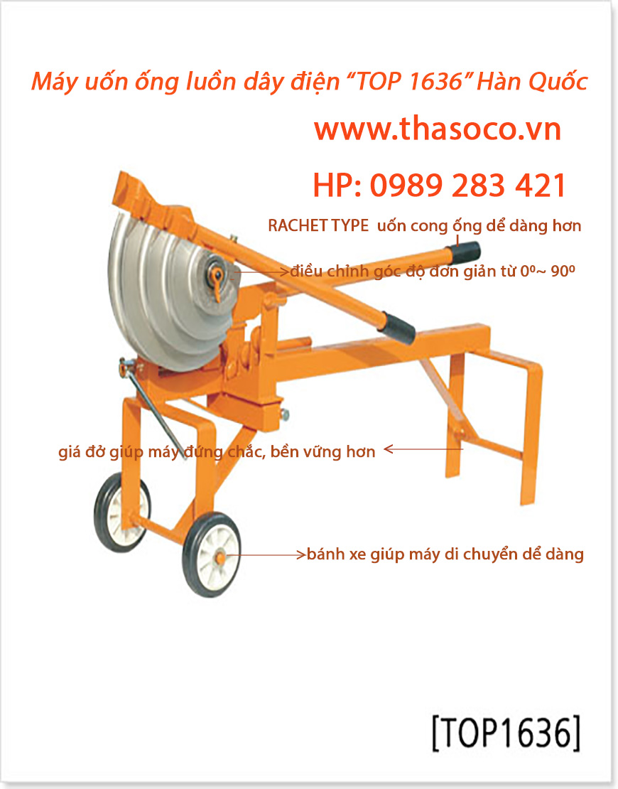 máy uốn ống luồn dây điện hàn quốc TOP 1636